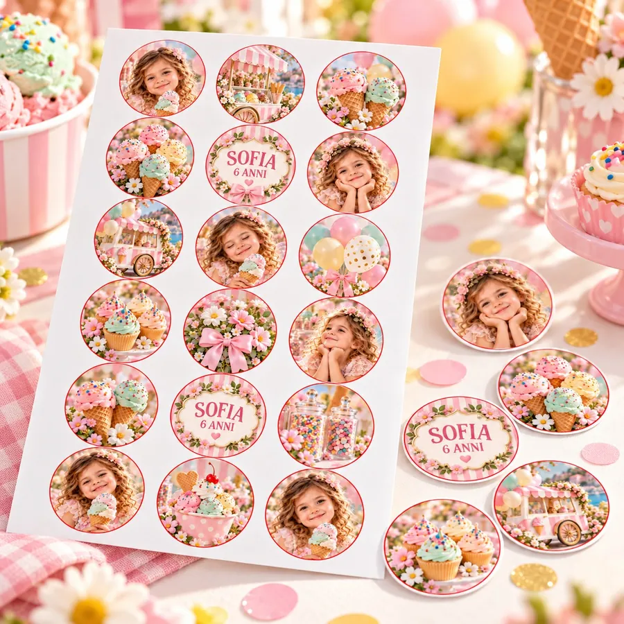 Adesivi tema Gelato party