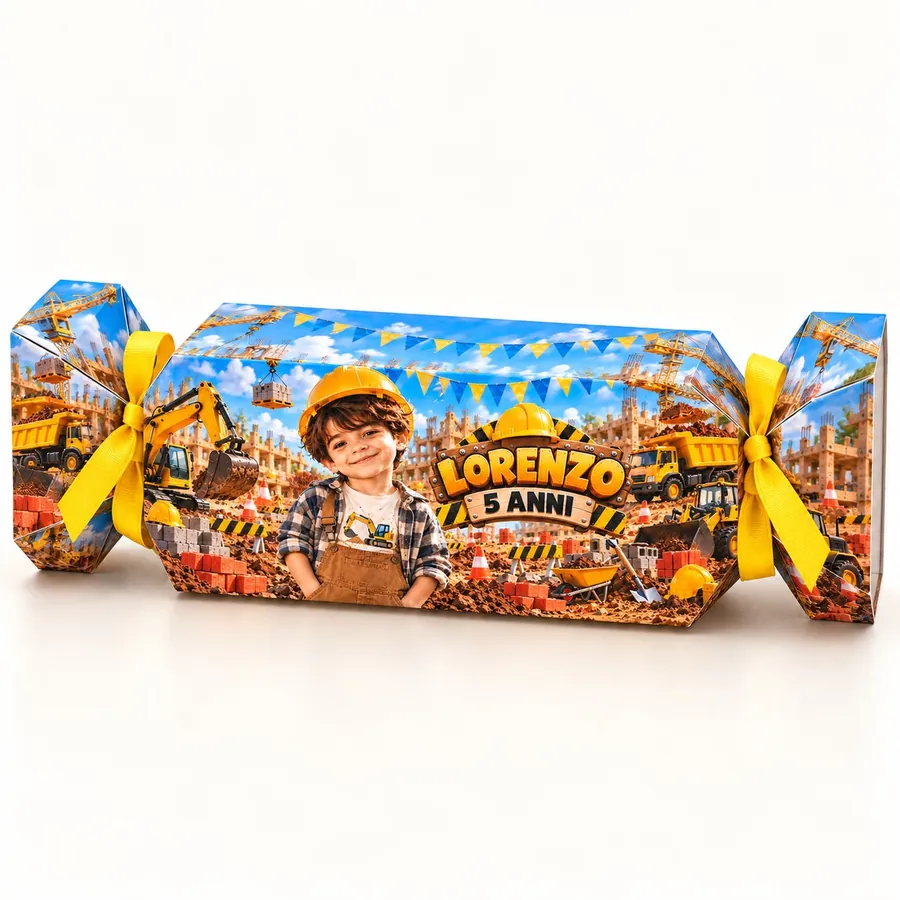Scatolina caramella tema Cantiere