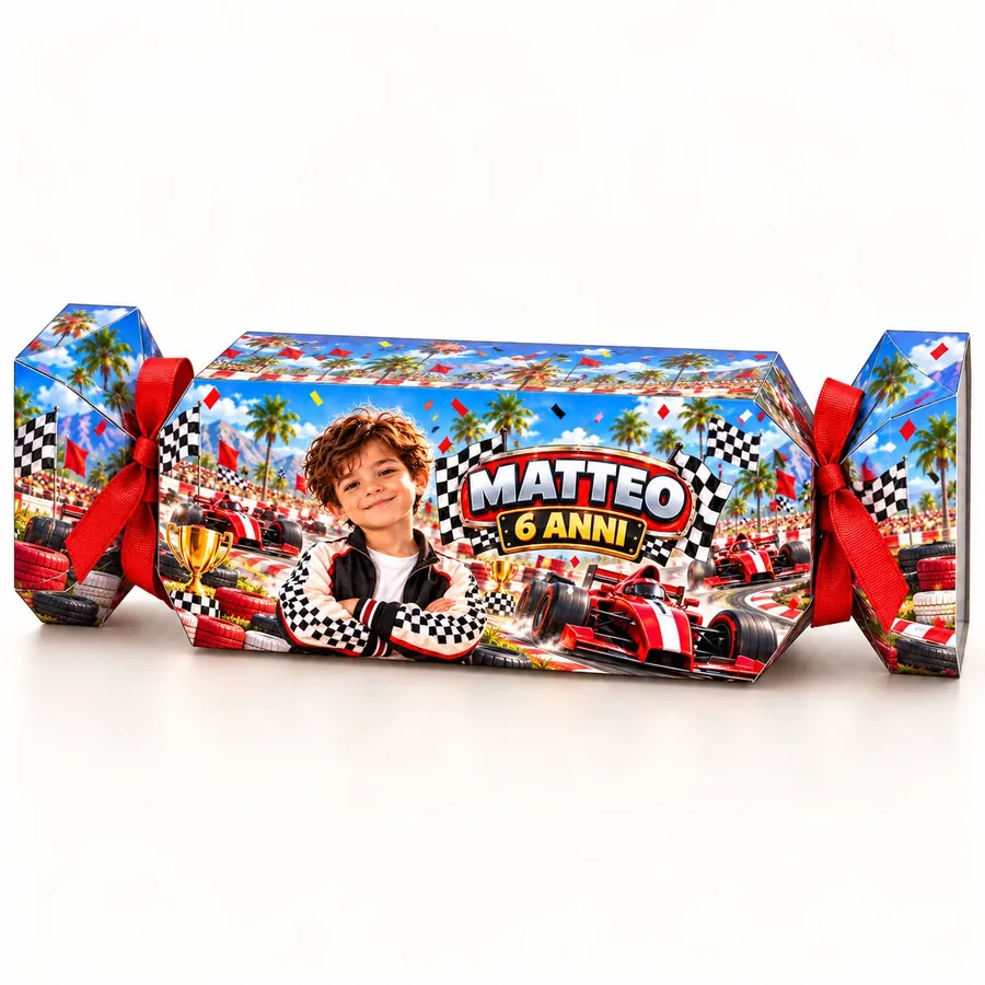 Scatolina caramella tema Macchine da corsa