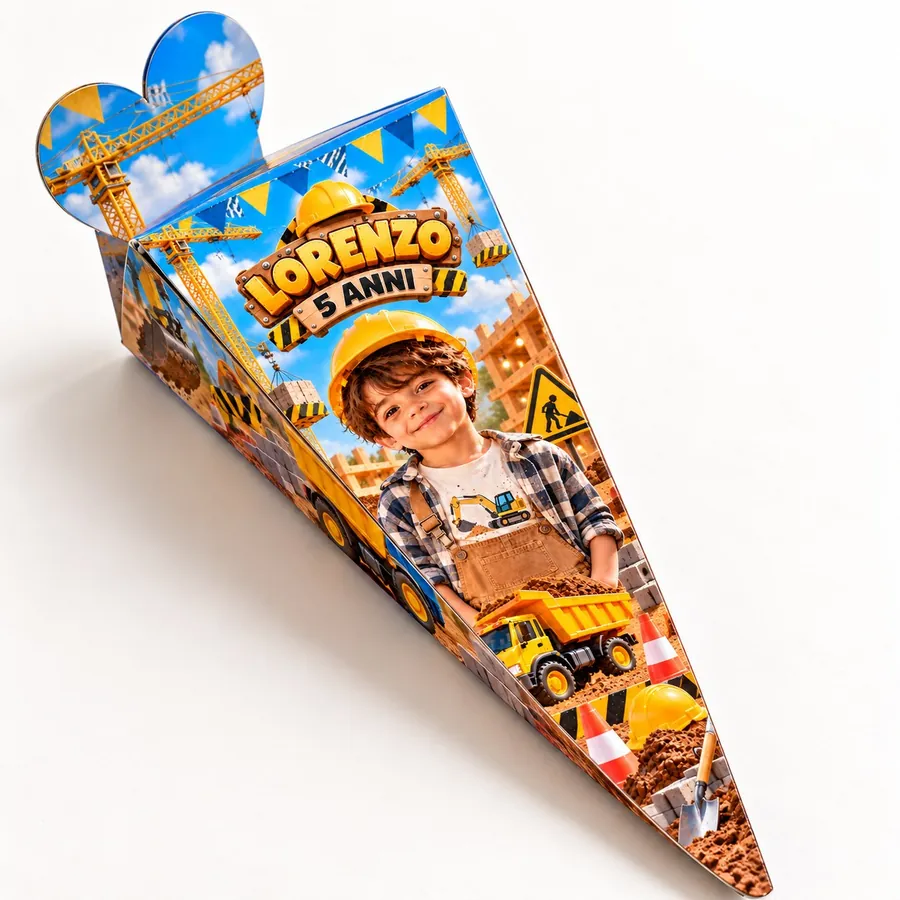 Cono portaconfetti tema Cantiere