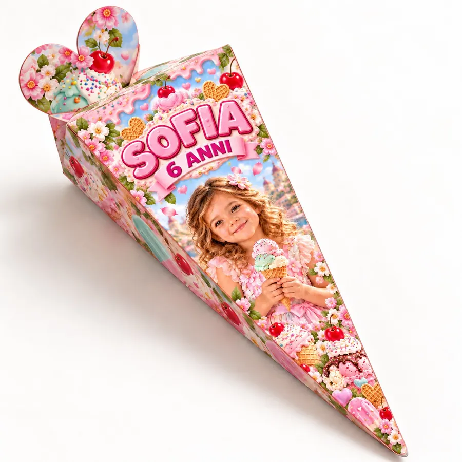 Cono portaconfetti tema Gelato party