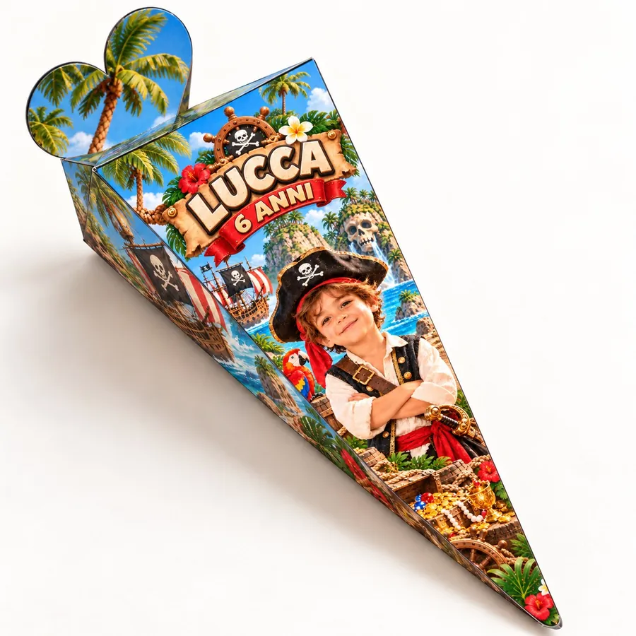 Cono portaconfetti tema Pirati