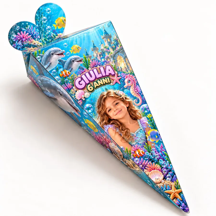 Cono portaconfetti tema Sirena