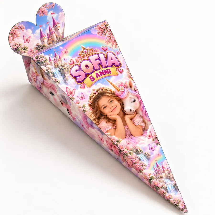 Cono portaconfetti tema Unicorno