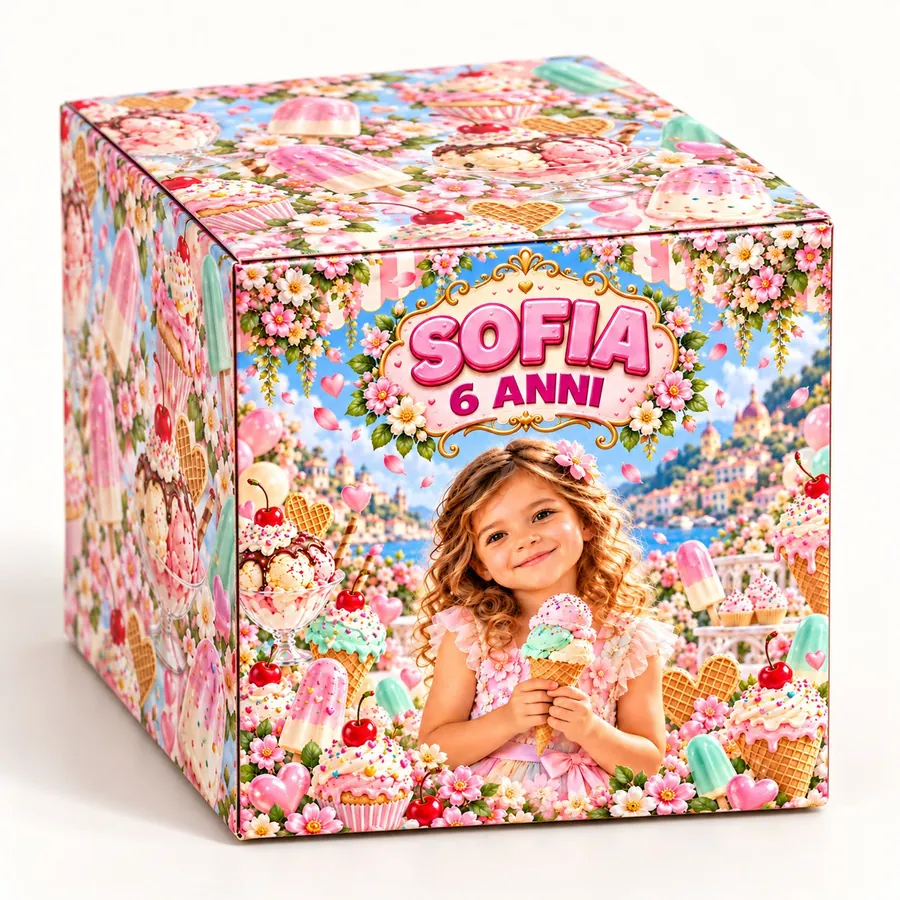 Scatolina cubo tema Gelato party
