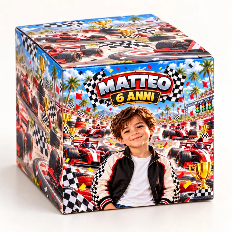 Scatolina cubo tema Macchine da corsa