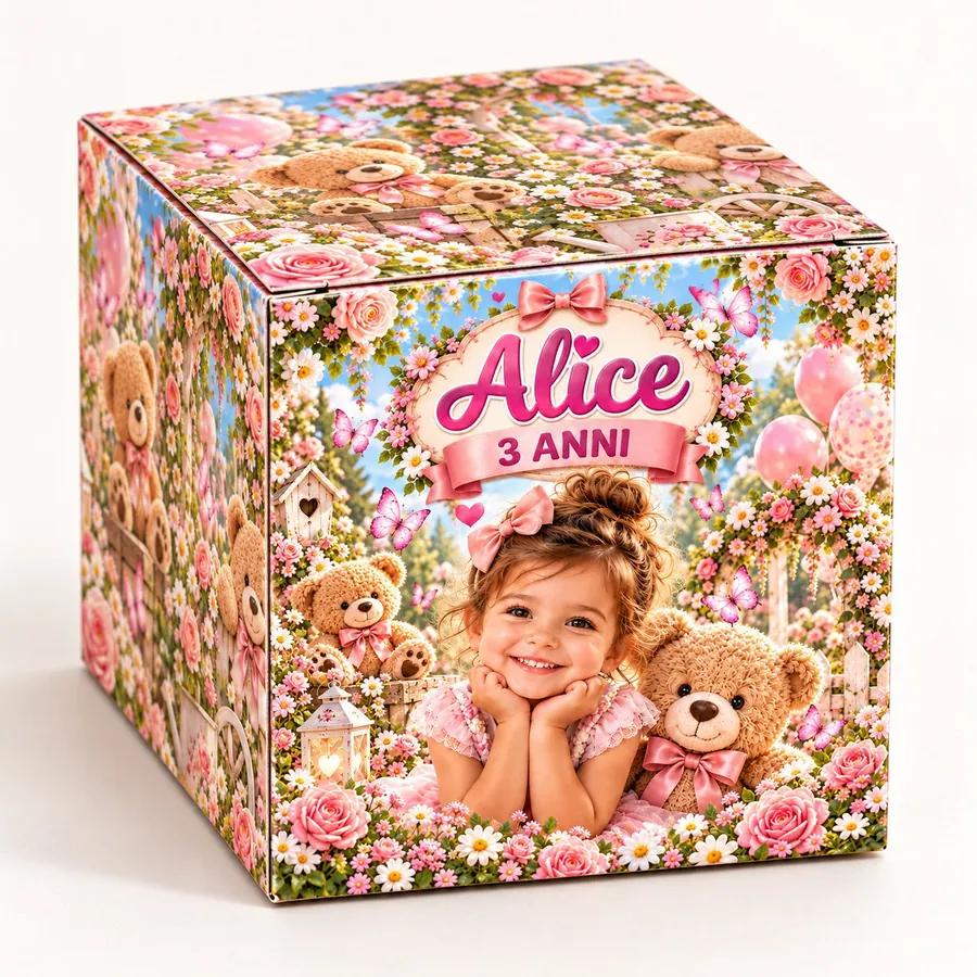Scatolina cubo tema Orsetto dolce