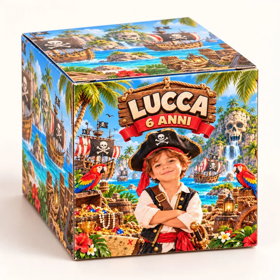 Scatolina cubo tema Pirati