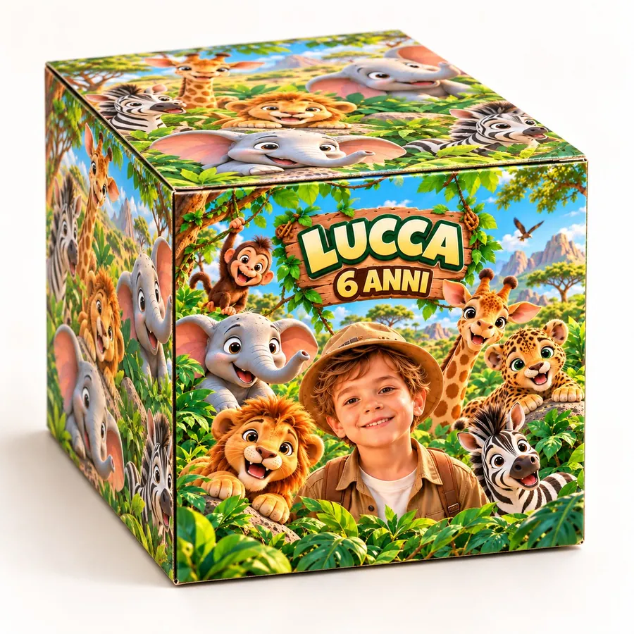 Scatolina cubo tema Safari