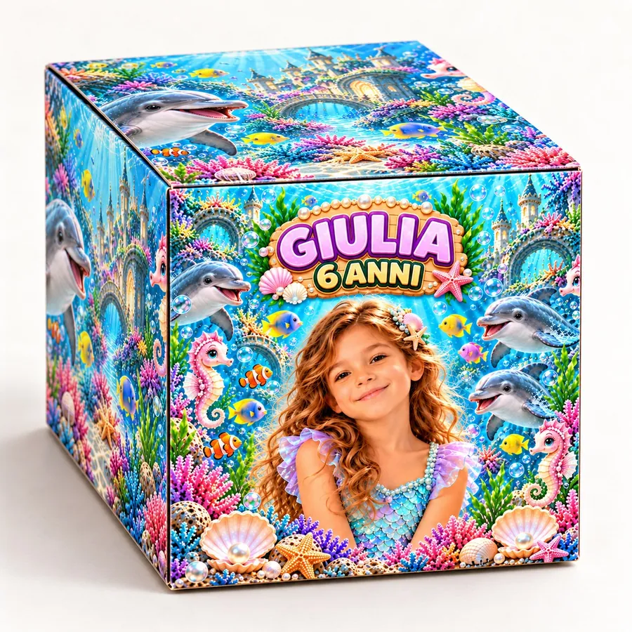 Scatolina cubo tema Sirena