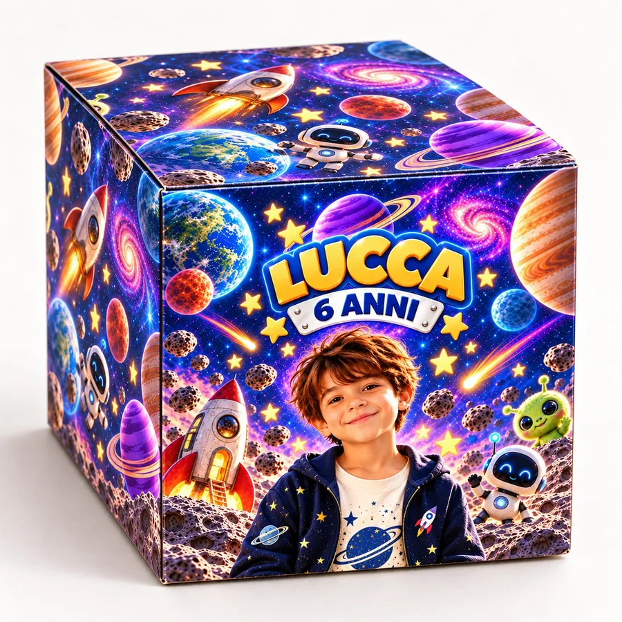 Scatolina cubo tema Spazio
