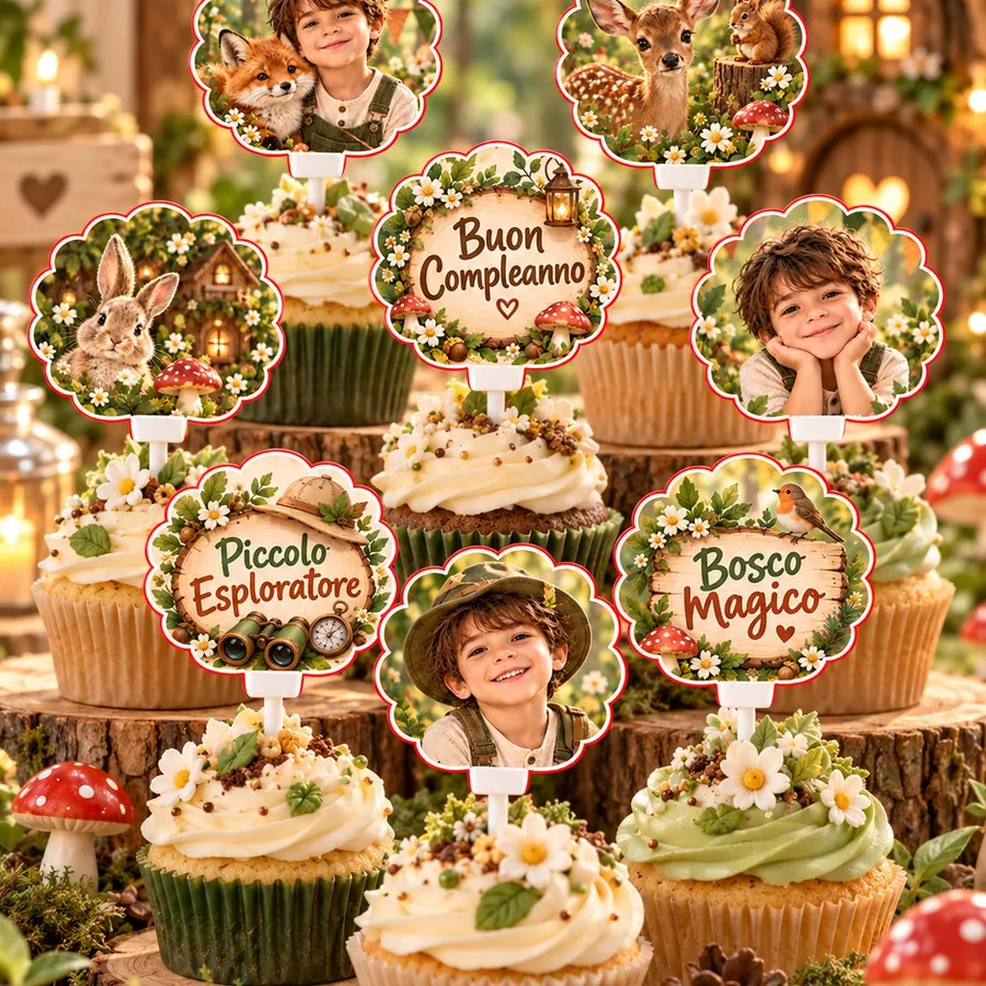 Topper cupcake tema Animali del bosco