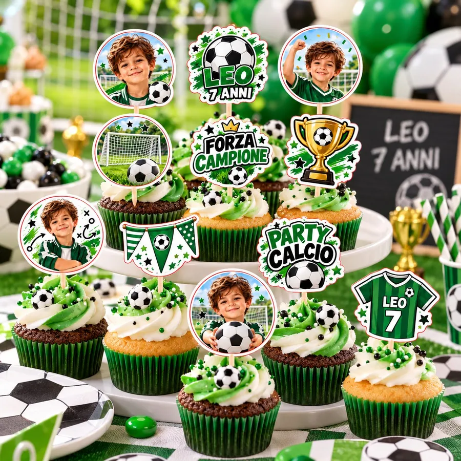 Topper cupcake tema Calcio