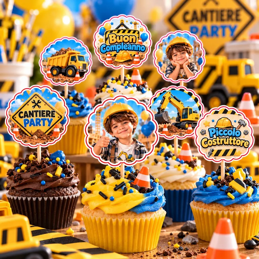Topper cupcake tema Cantiere
