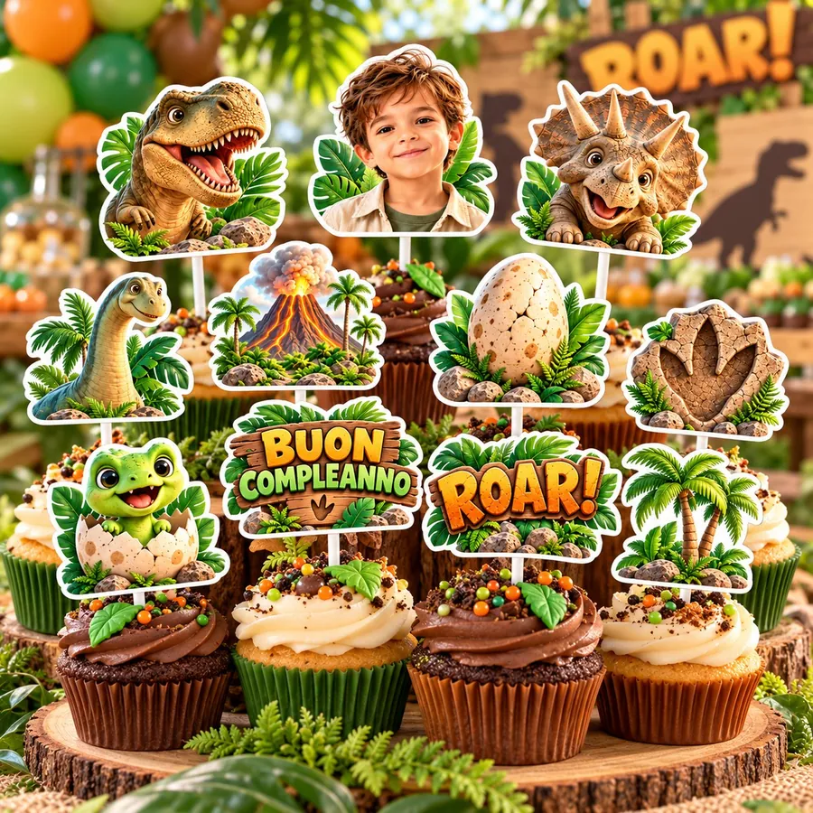 Topper cupcake tema Dino Park