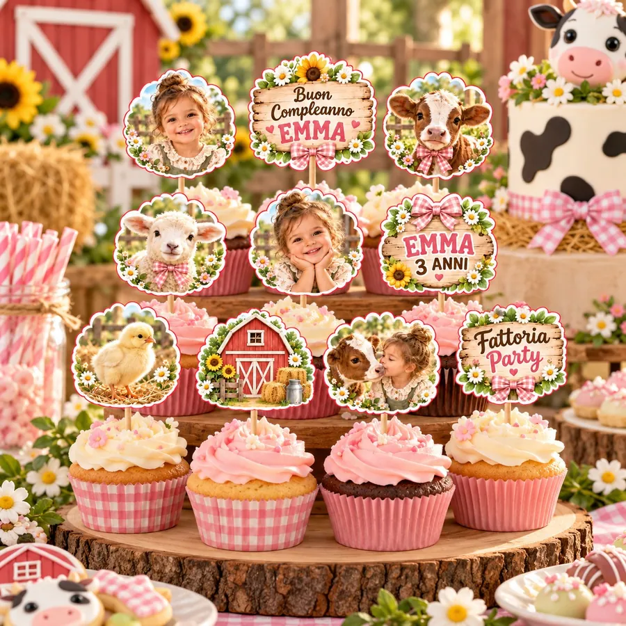 Topper cupcake tema Fattoria