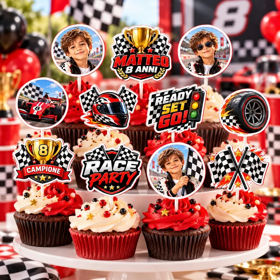 Topper cupcake tema Macchine da corsa