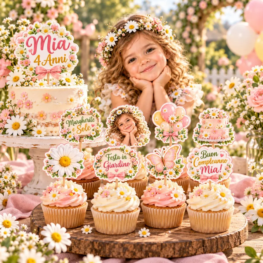 Topper cupcake tema Margherite