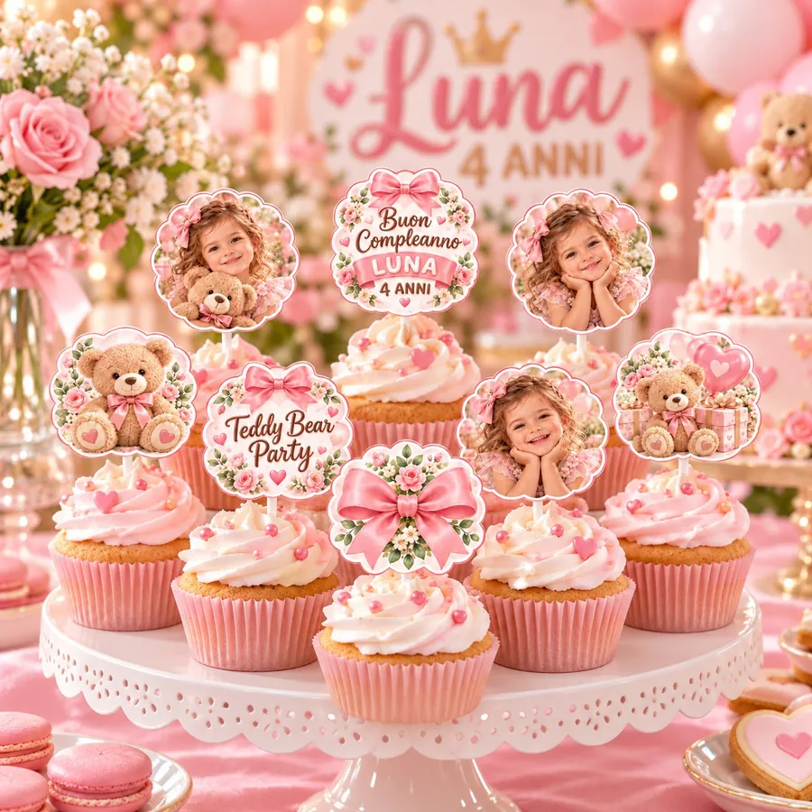 Topper cupcake tema Orsetto dolce