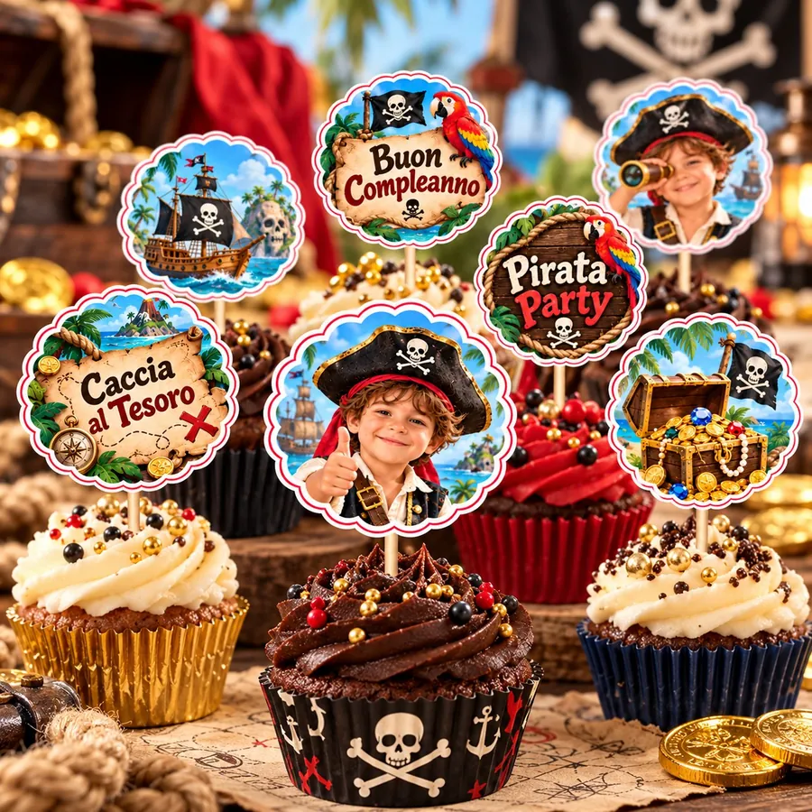 Topper cupcake tema Pirati