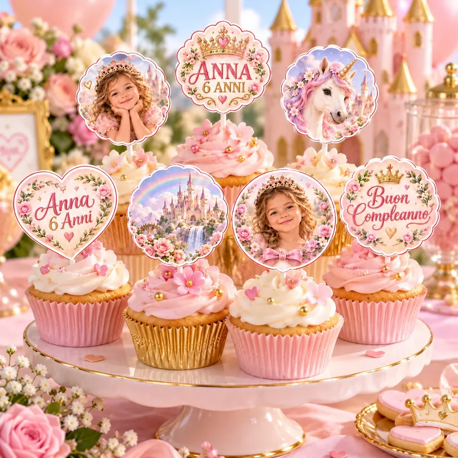 Topper cupcake tema Principessa