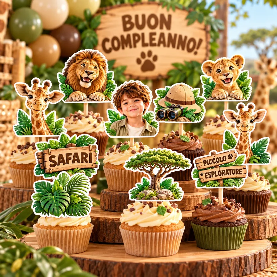 Topper cupcake tema Safari