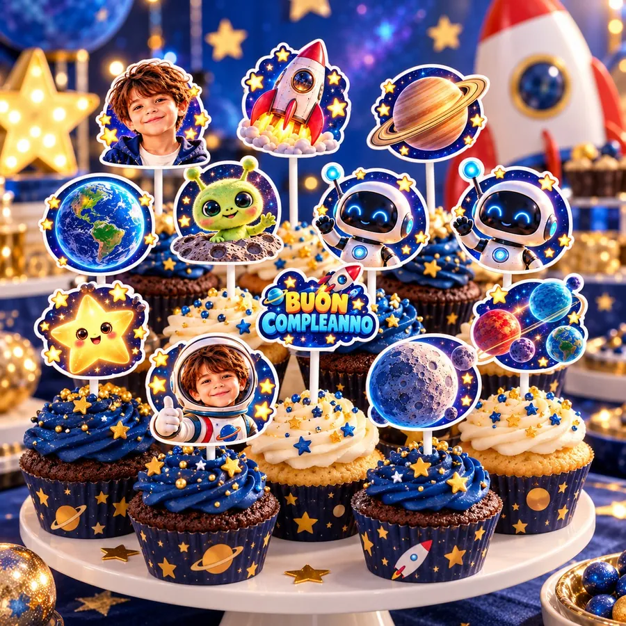 Topper cupcake tema Spazio
