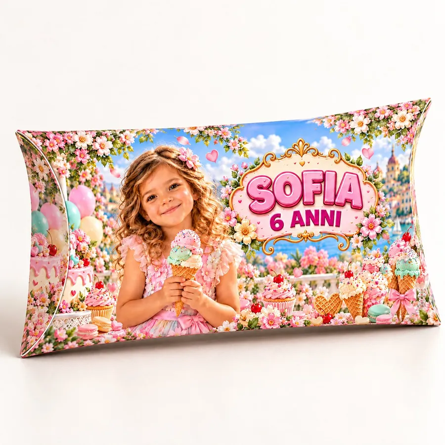 Scatolina cuscino tema Gelato party