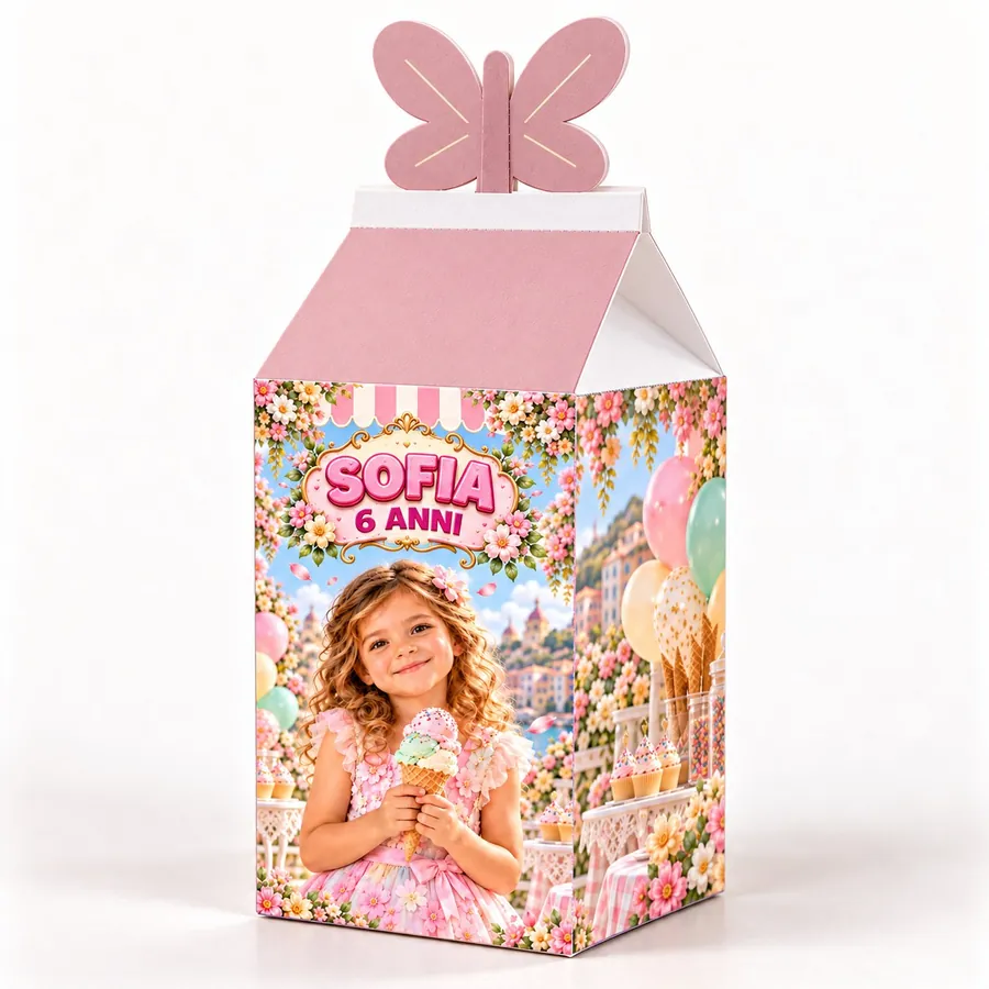 Scatolina farfalla tema Gelato party