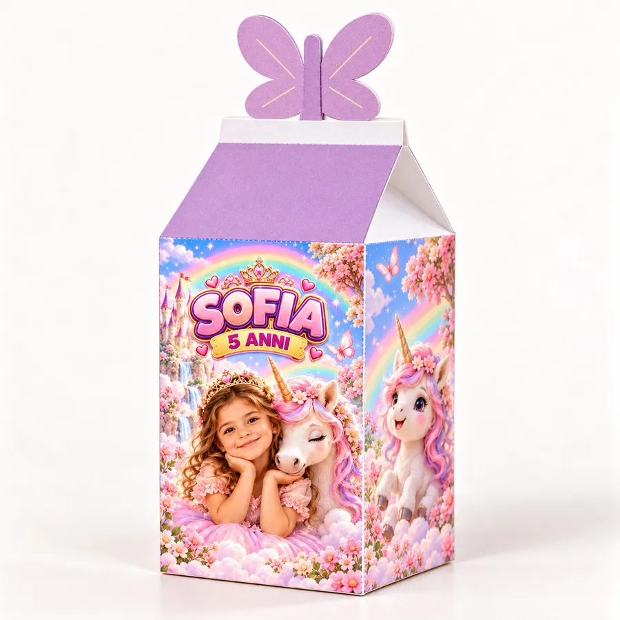 Scatolina farfalla tema Unicorno