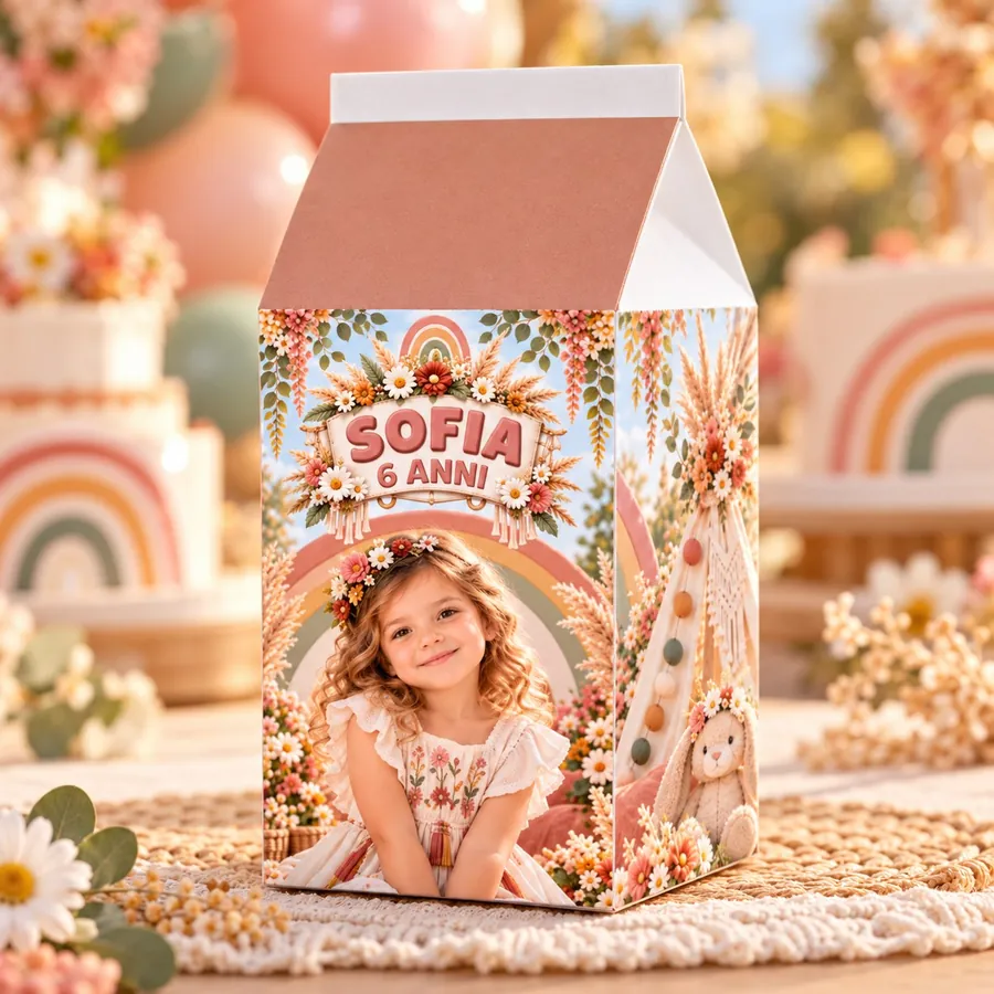 Scatolina milk tema Arcobaleno boho