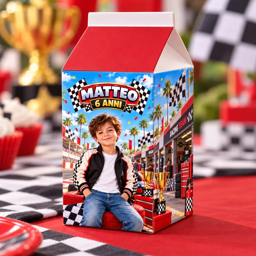 Scatolina milk tema Macchine da corsa