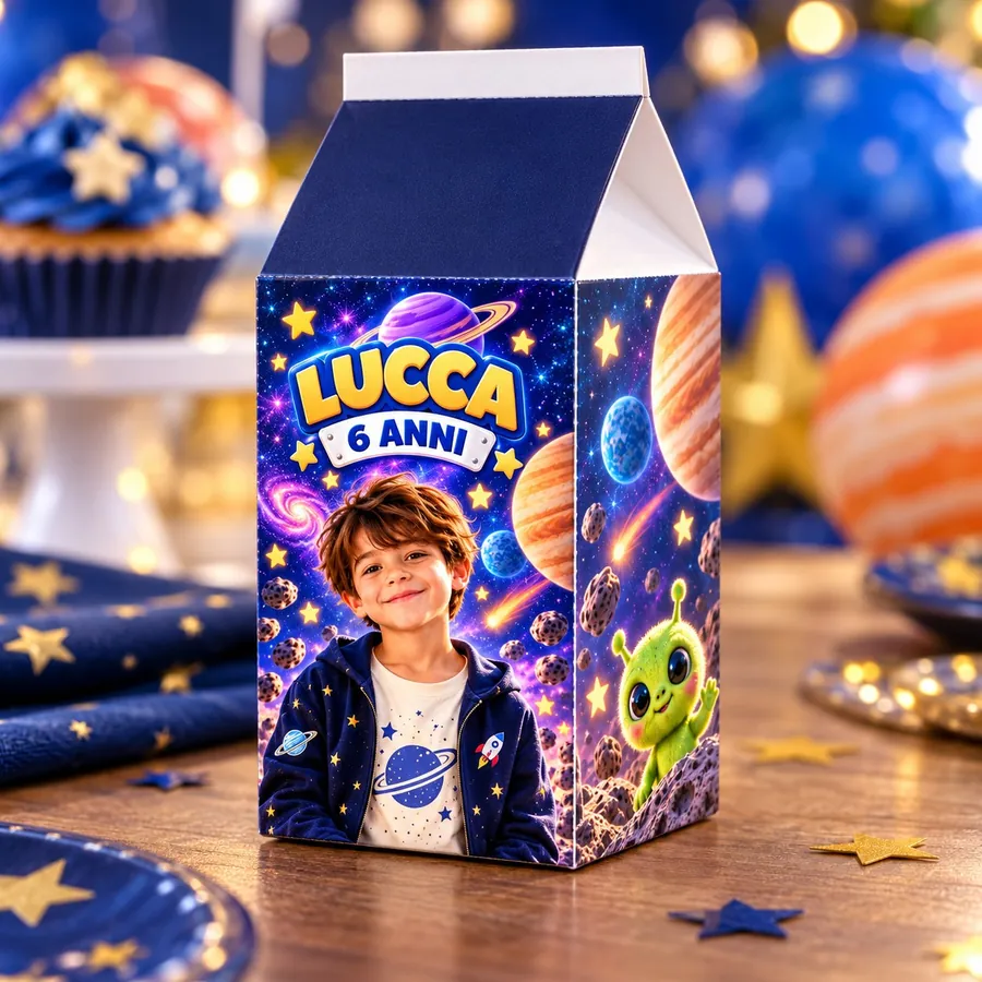 Scatolina milk tema Spazio