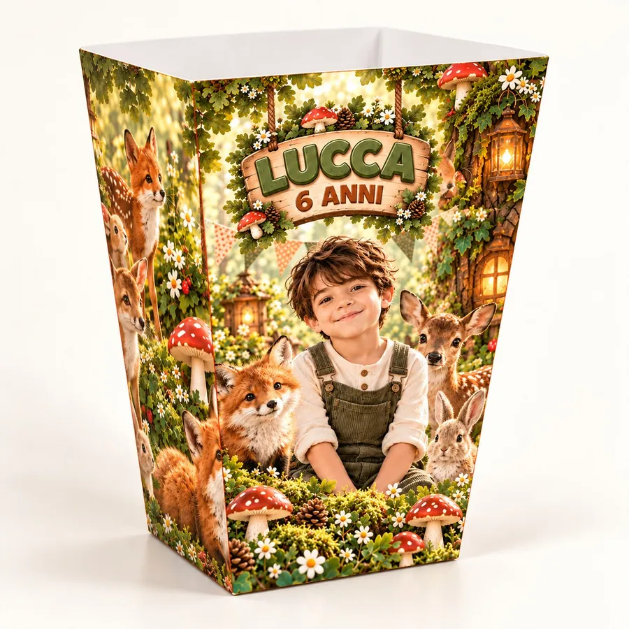 Scatolina popcorn tema Animali del bosco