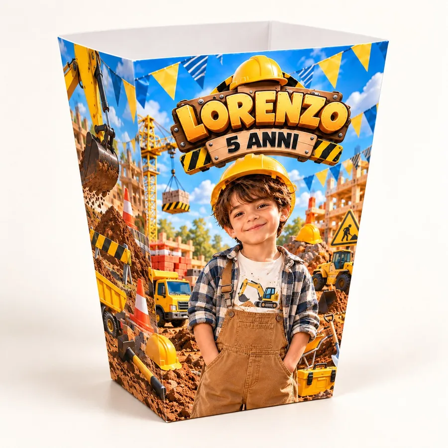 Scatolina popcorn tema Cantiere