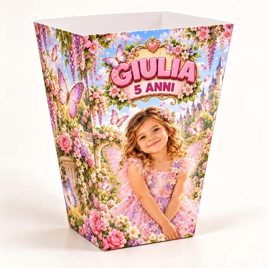 Scatolina popcorn tema Farfalle incantate