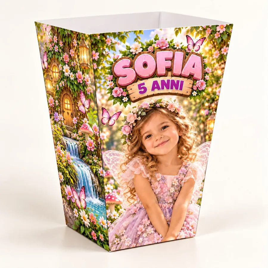 Scatolina popcorn tema Giardino delle fate