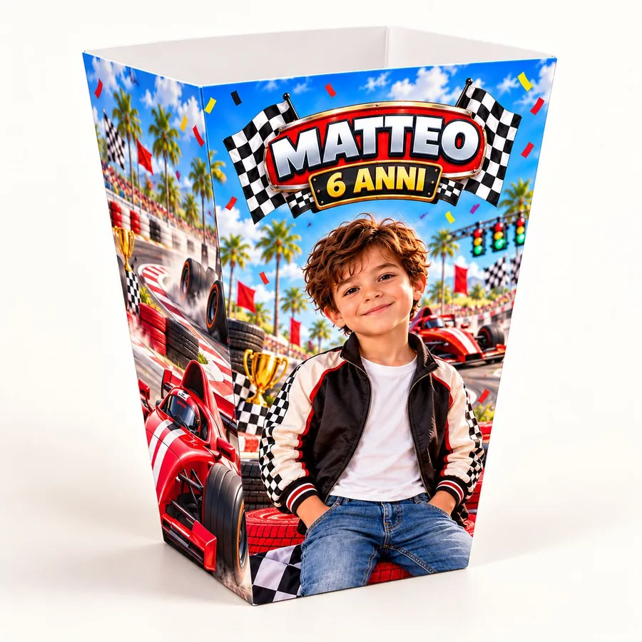 Scatolina popcorn tema Macchine da corsa