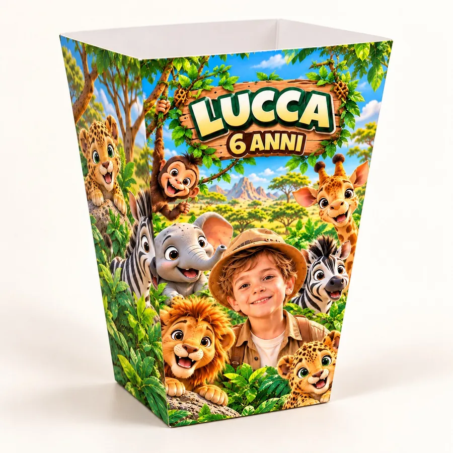 Scatolina popcorn tema Safari