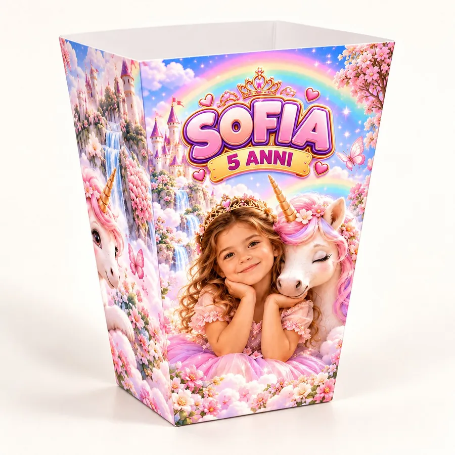 Scatolina popcorn tema Unicorno