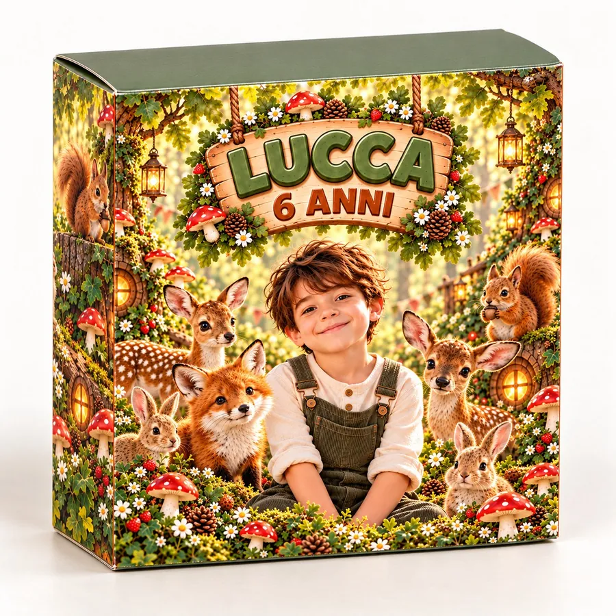 Scatolina rettangolare tema Animali del bosco