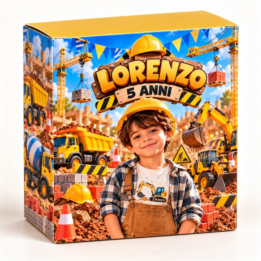 Scatolina rettangolare tema Cantiere
