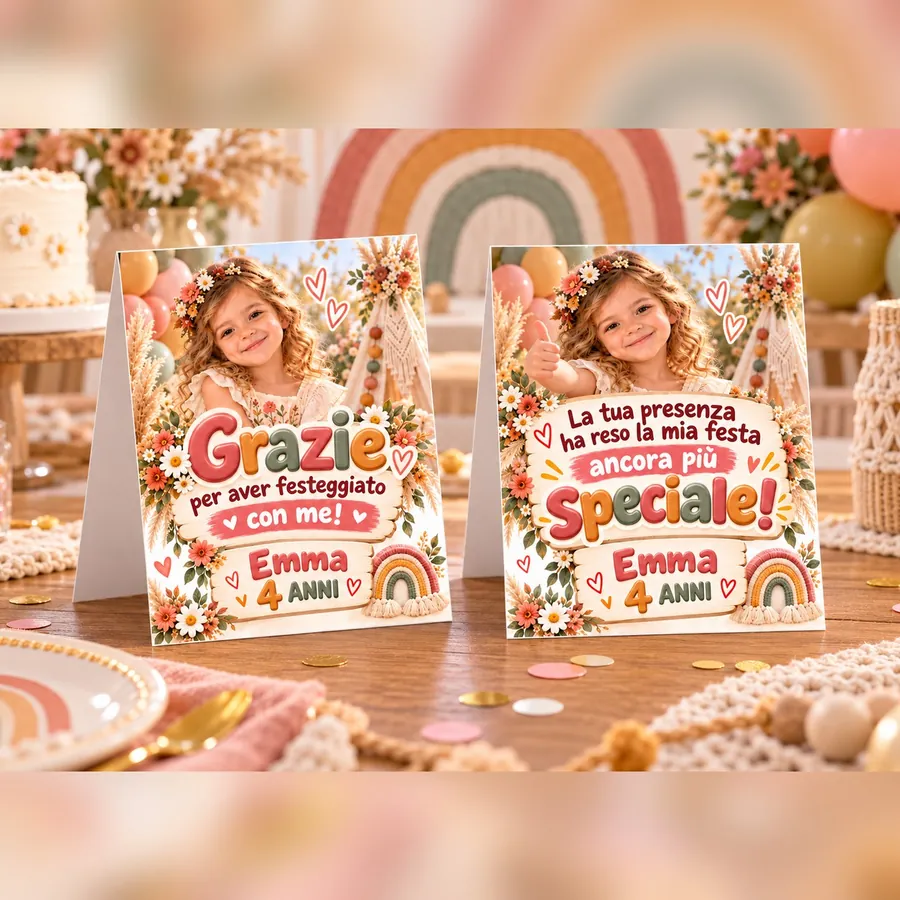 Ringraziamento tema Arcobaleno boho