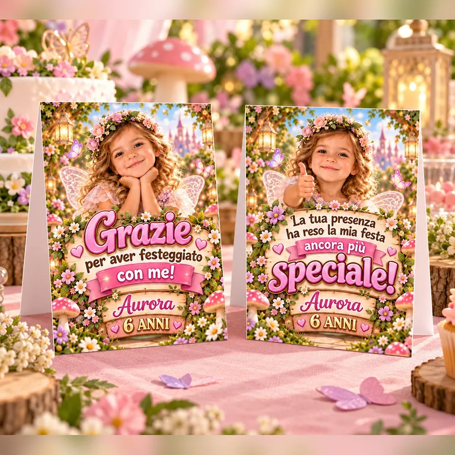 Ringraziamento tema Giardino delle fate