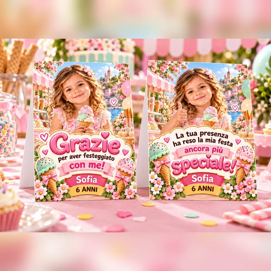 Ringraziamento tema Gelato party