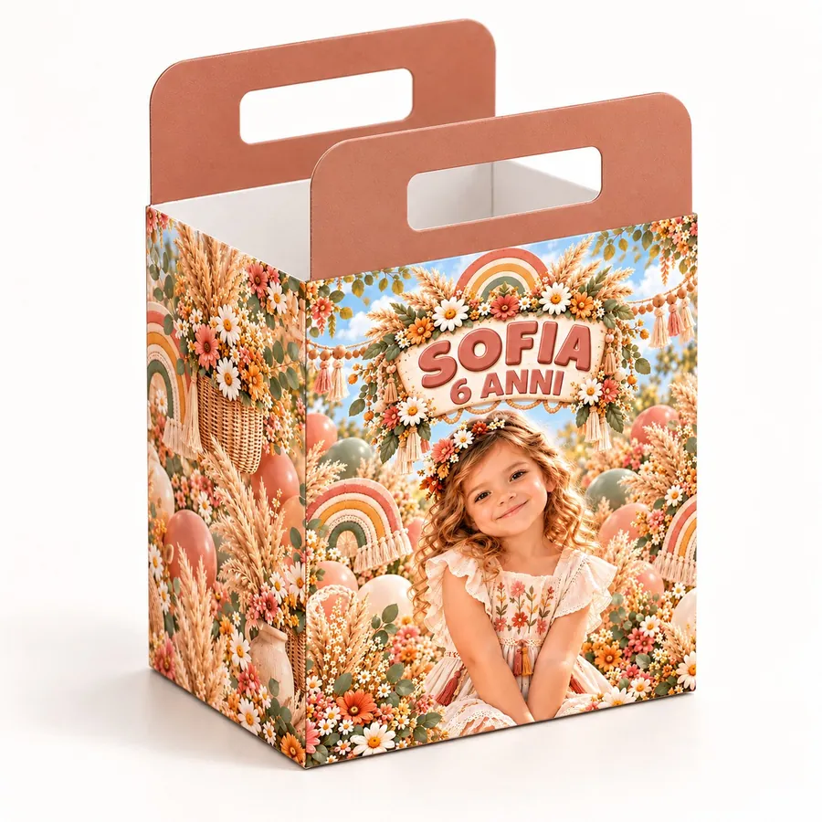 Scatolina manici tema Arcobaleno boho
