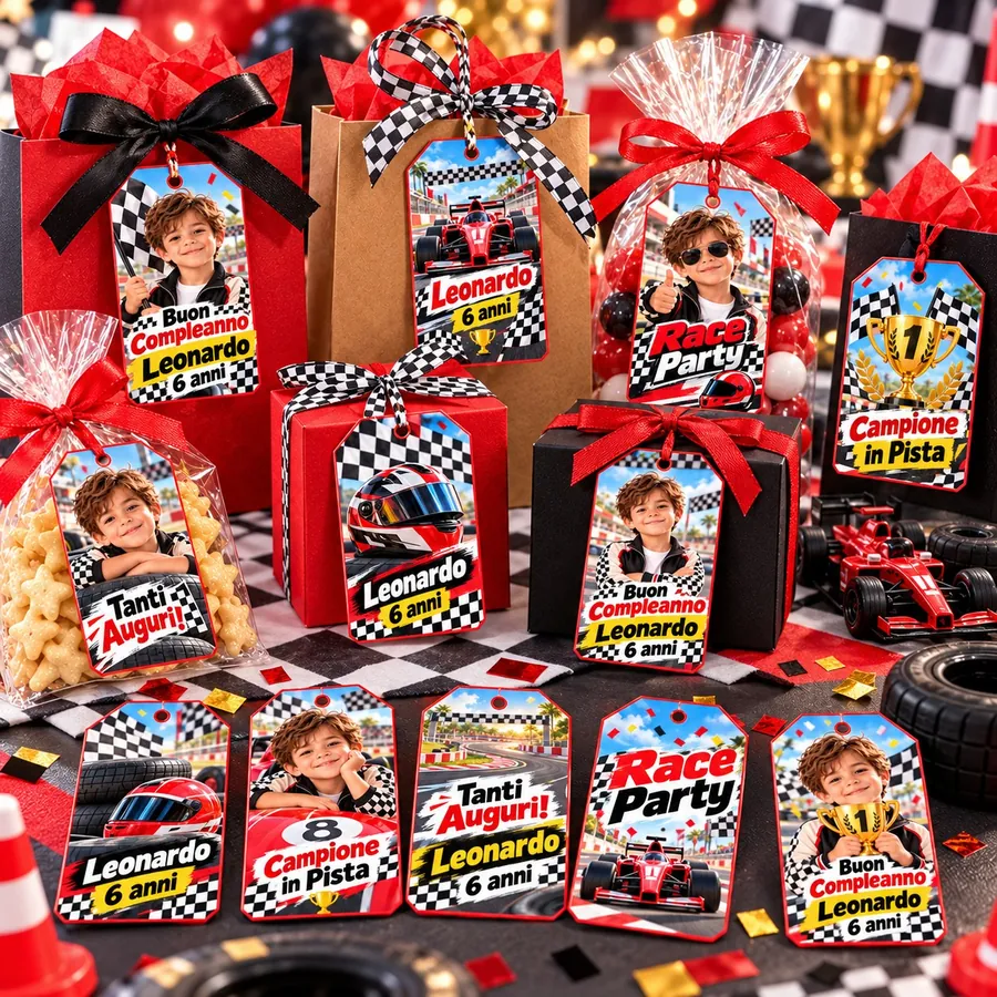 Tag regalo tema Macchine da corsa