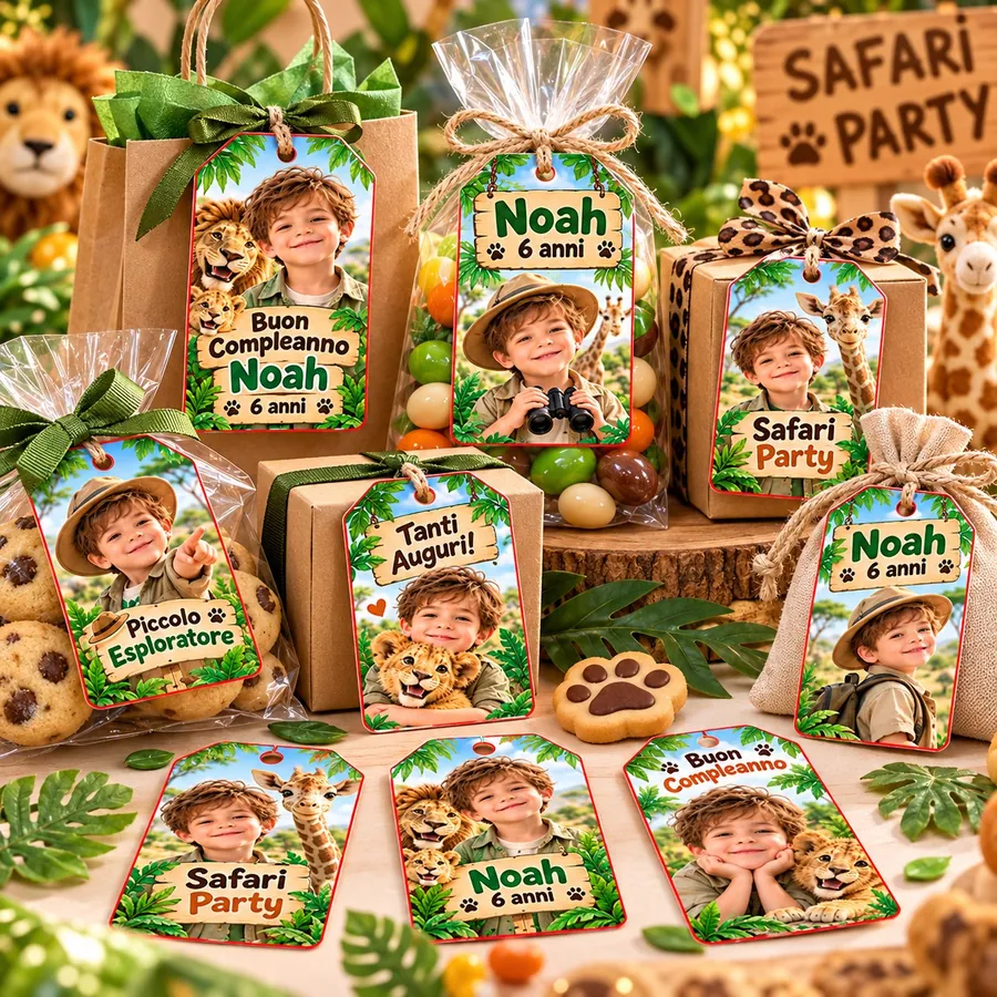 Tag regalo tema Safari