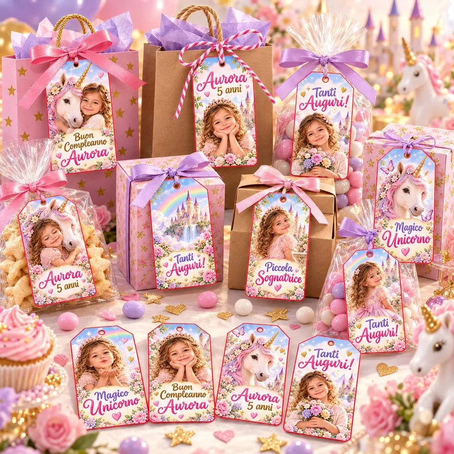 Tag regalo tema Unicorno