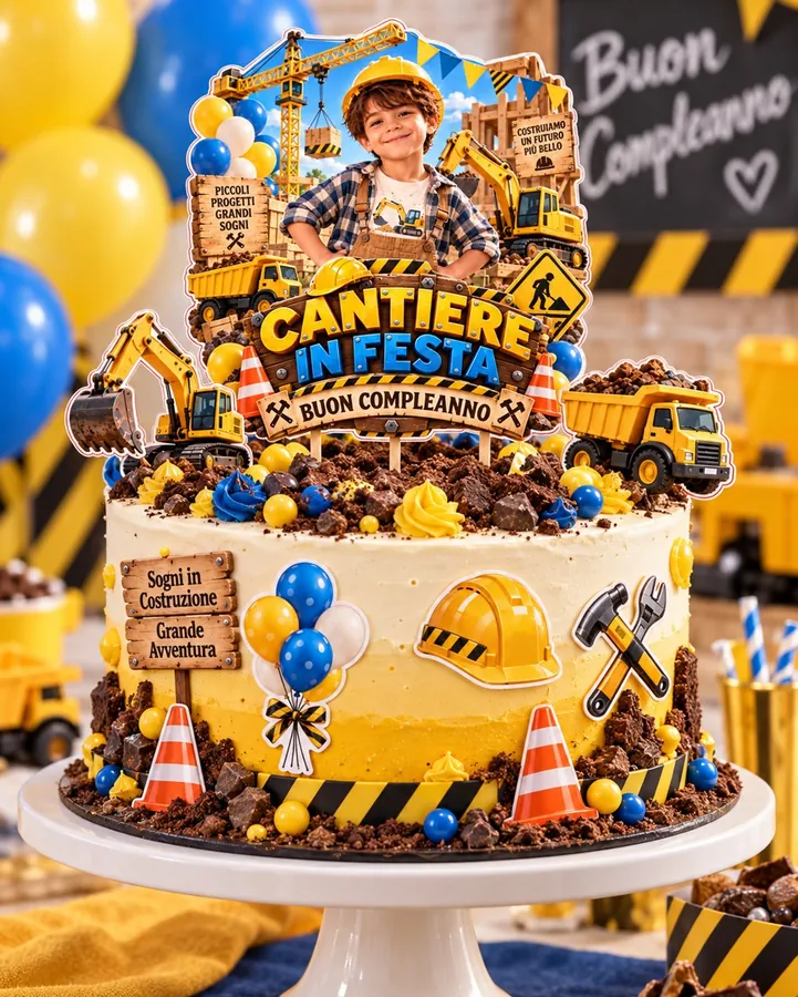 Topper torta tema Cantiere